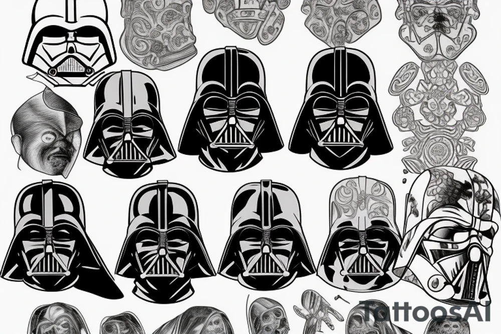 darth vader with white space between each head tattoo idea darth vader with white space between each head tattoo idea