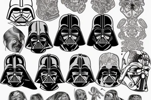 darth vader with white space between each head tattoo idea