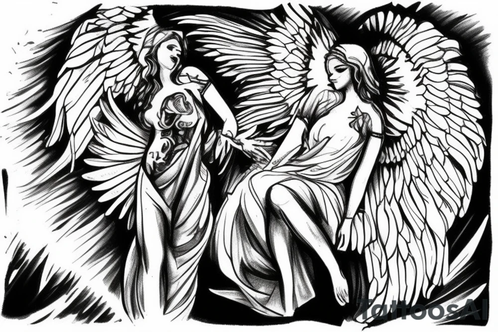 guardian angel waiting at the bottom of stairs to heaven tattoo idea