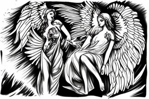 guardian angel waiting at the bottom of stairs to heaven tattoo idea