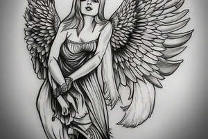 guardian angel waiting at the bottom of stairs to heaven tattoo idea
