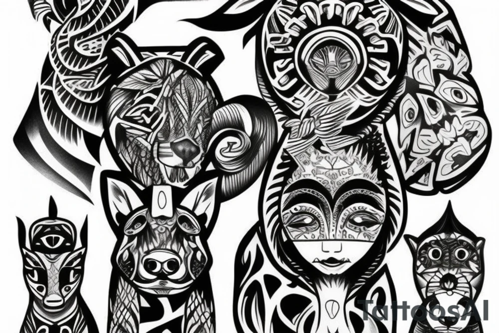 Totem pole animals tattoo idea