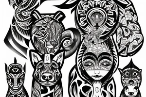 Totem pole animals tattoo idea