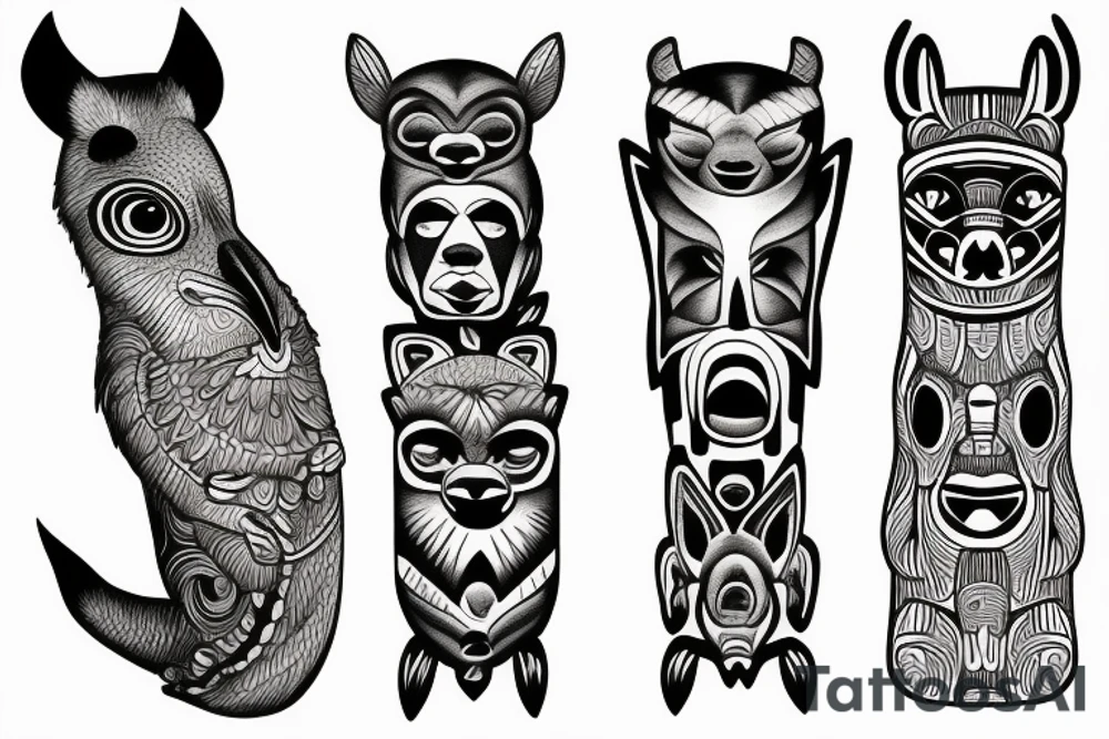 Totem pole animals tattoo idea