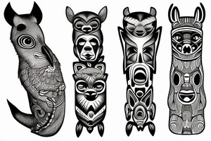 Totem pole animals tattoo idea