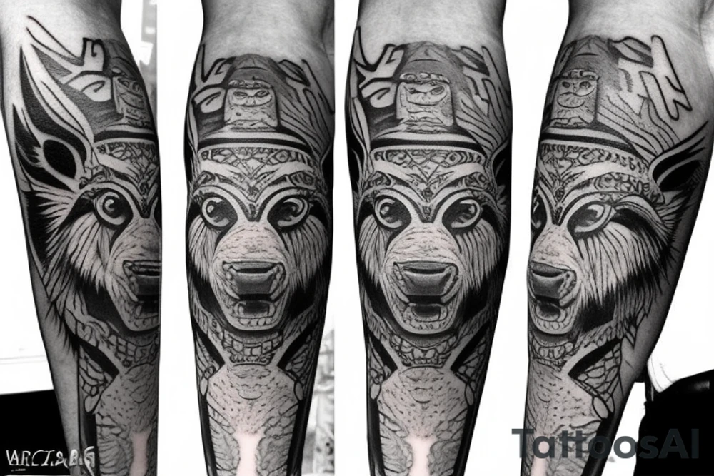 Totem pole animals tattoo idea