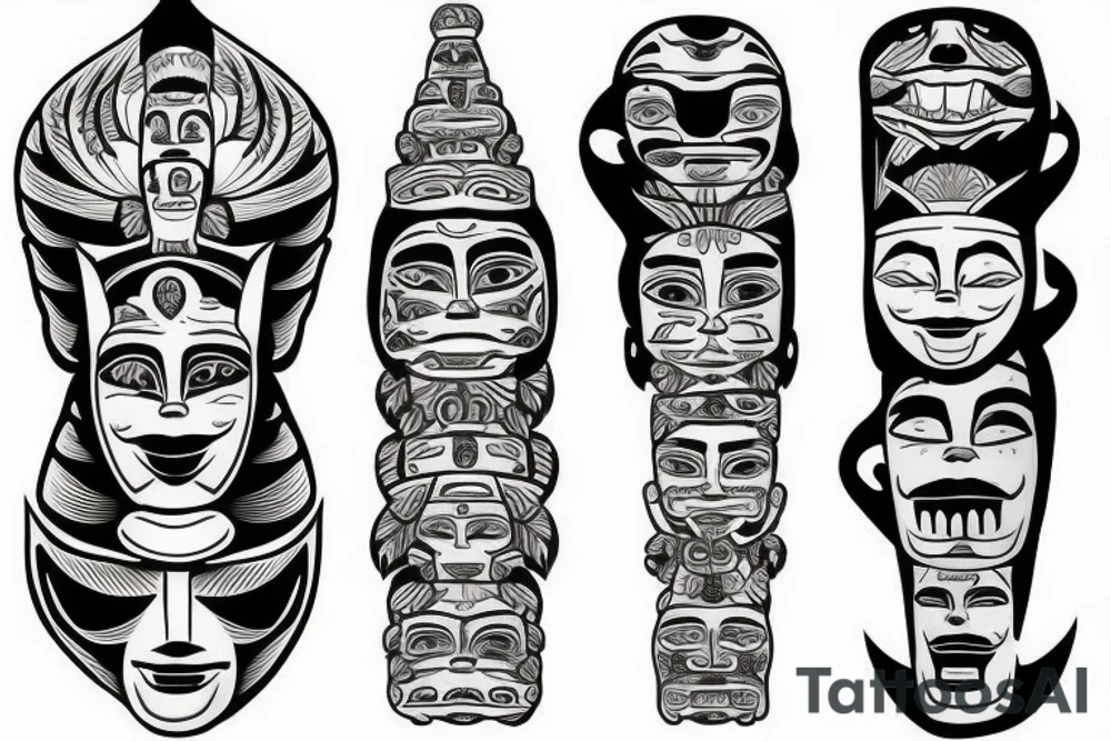 Totem pole heads tattoo idea