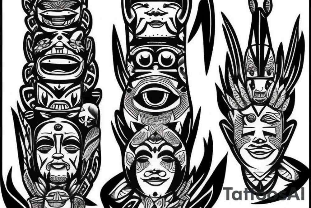 Totem pole heads tattoo idea