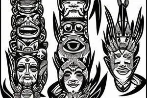Totem pole heads tattoo idea
