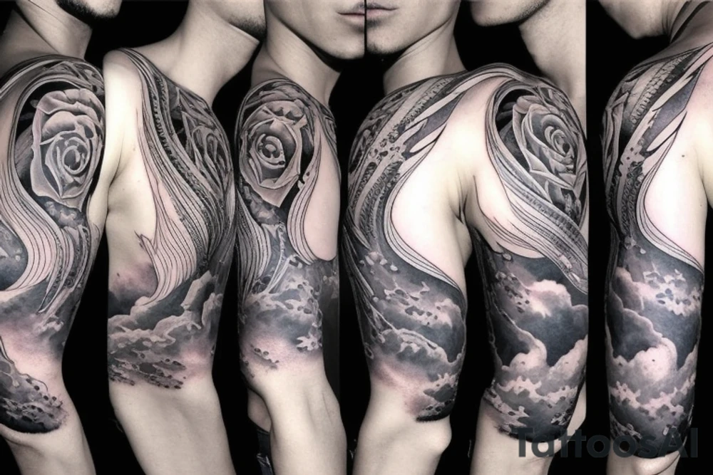 Storm in the night sky on the chest tattoo idea