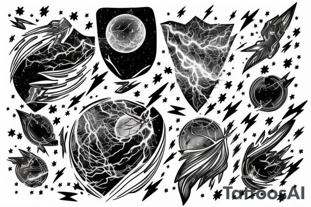 Lightning Storm in the night sky on the chest tattoo idea