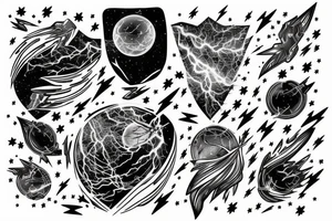Lightning Storm in the night sky on the chest tattoo idea