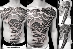 Lightning Storm in the night sky chest tattoo tattoo idea