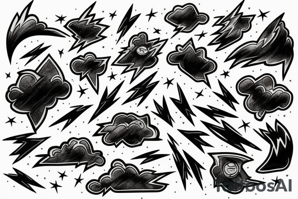 Lightning Storm in night sky tattoo idea