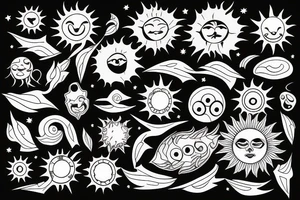 Sun with sunrays tattoo idea