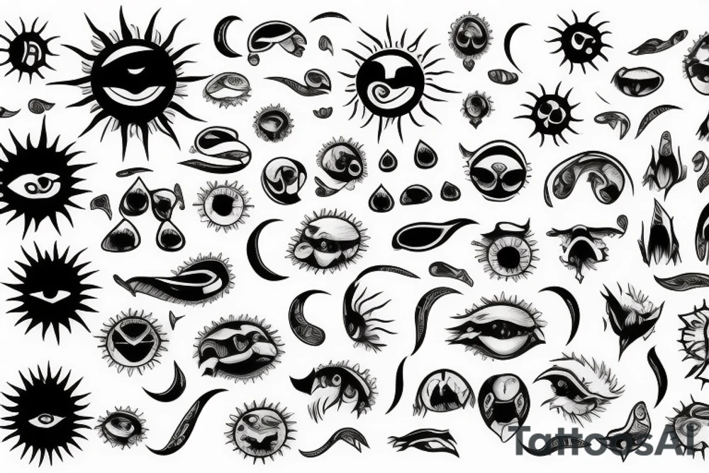 Sun with sunrays tattoo idea