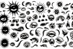 Sun with sunrays tattoo idea