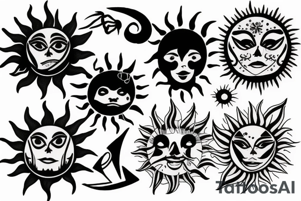 Sun with sunrays tattoo idea