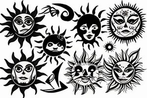 Sun with sunrays tattoo idea