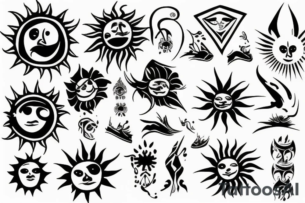 Sun with sunrays tattoo idea