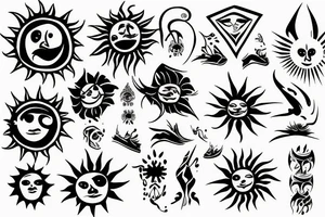 Sun with sunrays tattoo idea