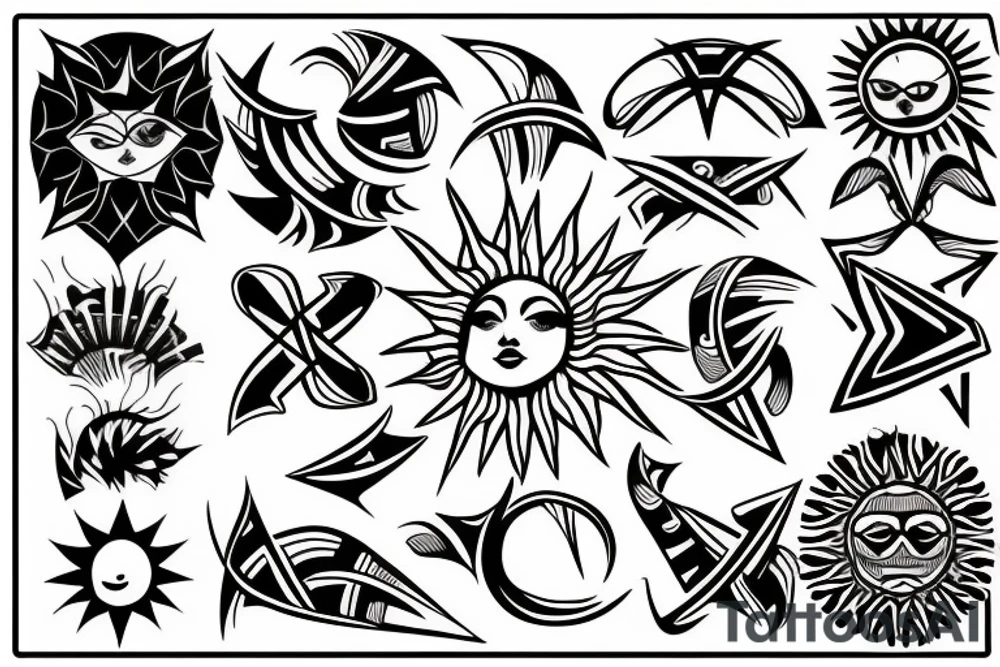 Sun with sunrays tattoo idea