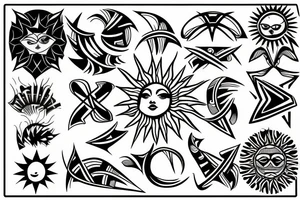 Sun with sunrays tattoo idea