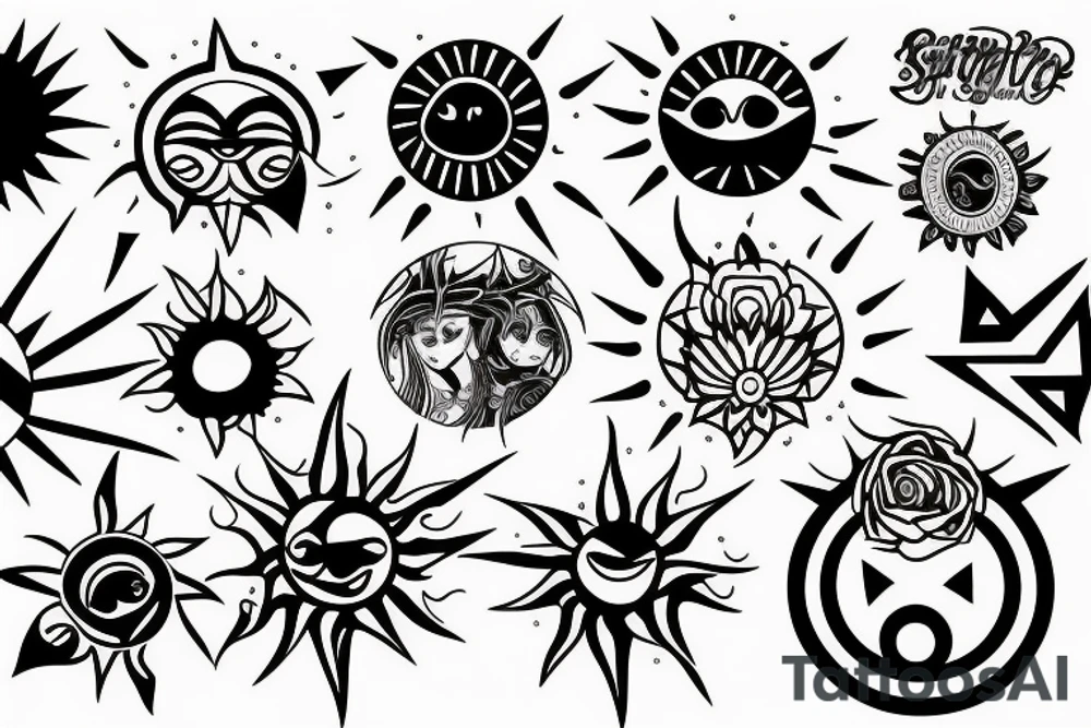 Sun with sunrays tattoo idea