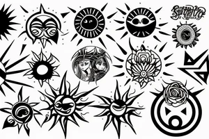 Sun with sunrays tattoo idea