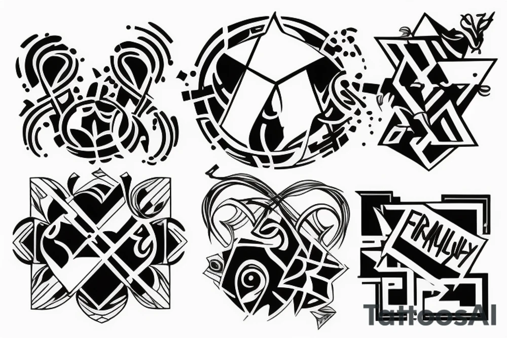 Family with 3 brothers, one sister tattoo idea