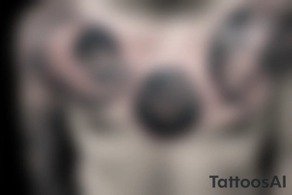 Chest tattoo with lightning in the night sky with moon and stars tattoo idea