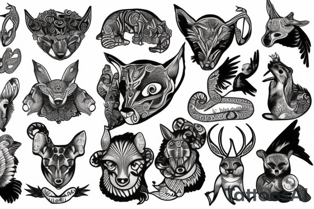 Chest tattoo animals tattoo idea