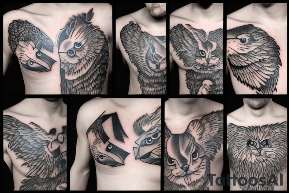 Chest tattoo animals tattoo idea