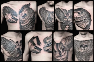 Chest tattoo animals tattoo idea