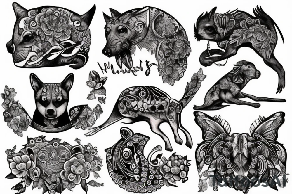 Chest tattoo animals tattoo idea