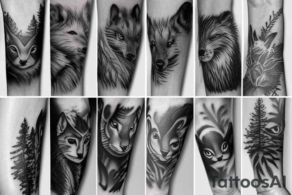 Forest animals tattoo idea