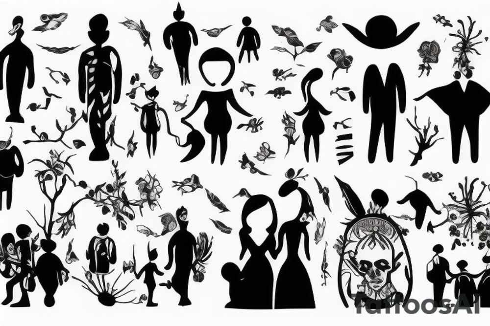 Family with 3 brothers and one sister symbolic tattoo idea