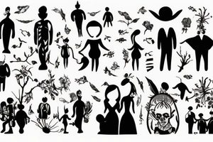 Family with 3 brothers and one sister symbolic tattoo idea