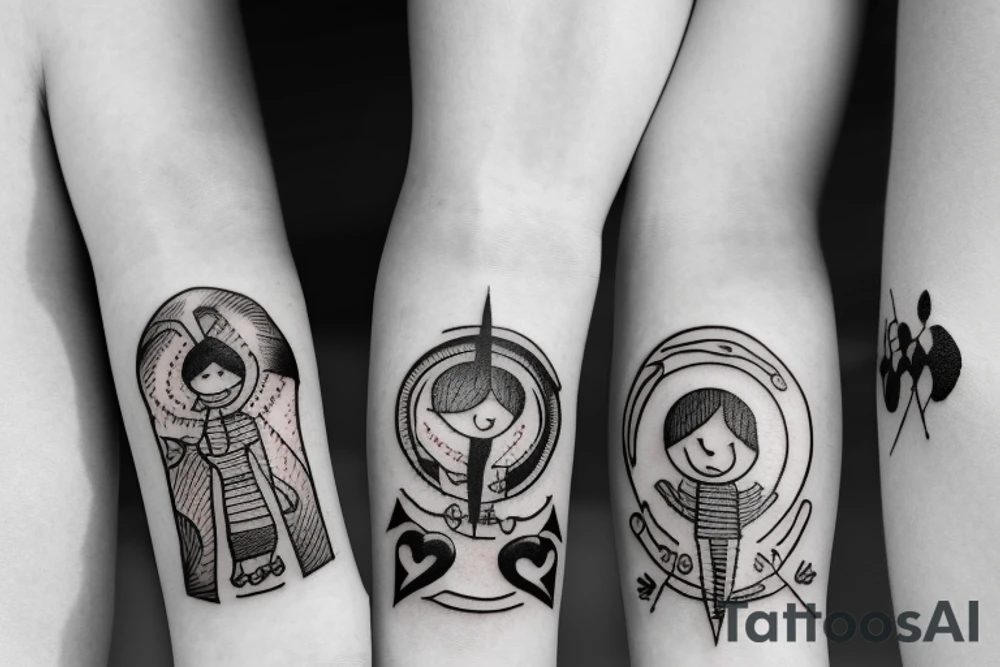 Family with 3 brothers and one sister symbolic tattoo idea
