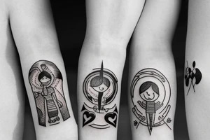 Family with 3 brothers and one sister symbolic tattoo idea