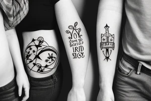 Family with 3 brothers and one sister symbolic tattoo idea