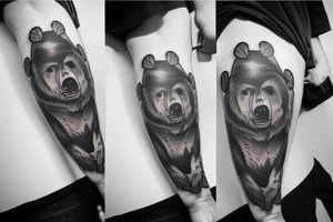 Bear fighting a man tattoo idea