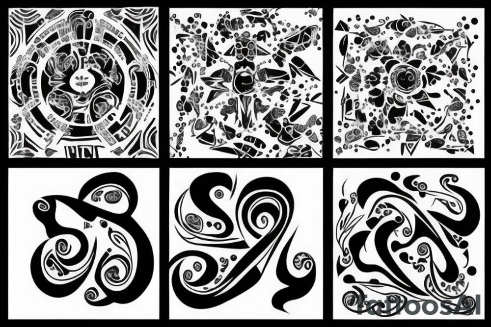 Family with 3 brothers and one sister symbolic tattoo idea