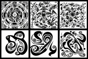Family with 3 brothers and one sister symbolic tattoo idea