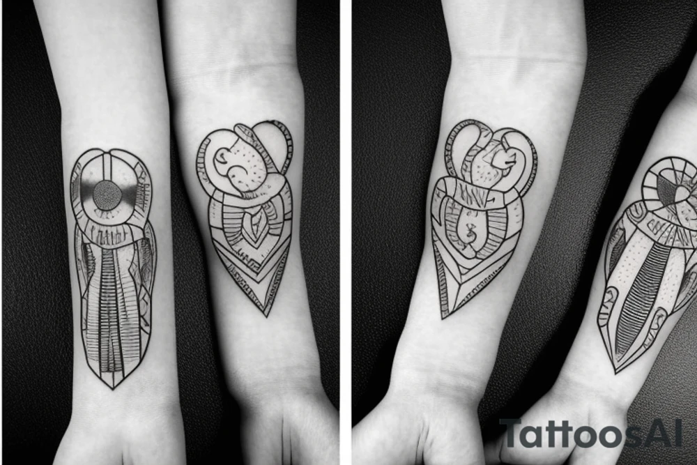 Family with 3 brothers and one sister symbolic tattoo idea