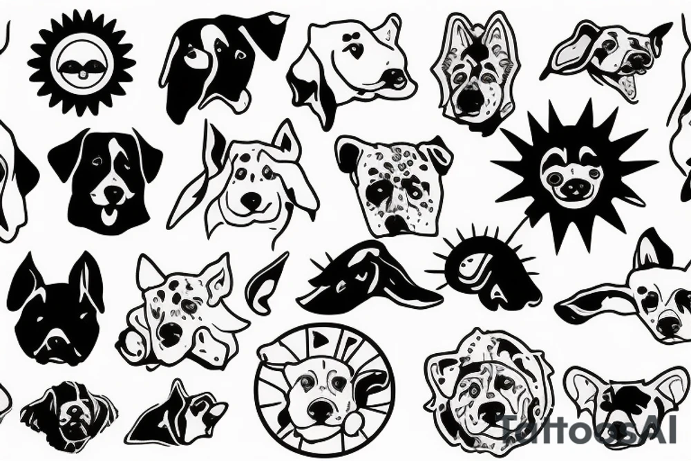 sun with rays that resembles a dog tattoo idea