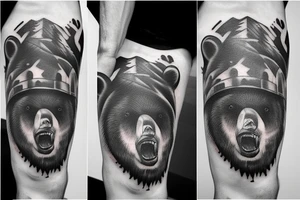 Man fighting a bear tattoo idea