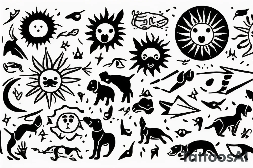 sun with rays that resembles a dog tattoo idea
