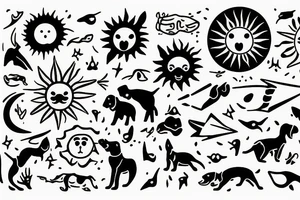 sun with rays that resembles a dog tattoo idea