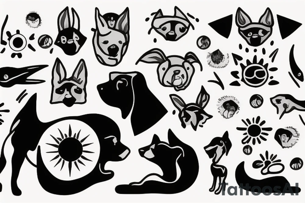 sun with rays that resembles a dog tattoo idea